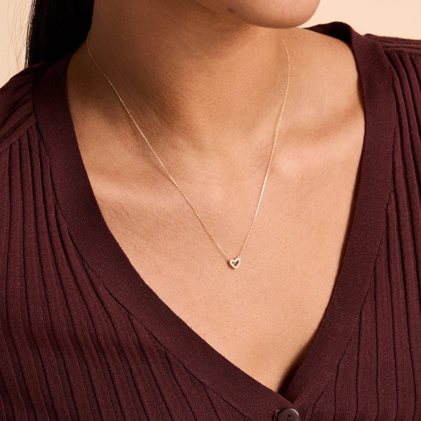Diamond Mini Open Heart Pendant Necklace