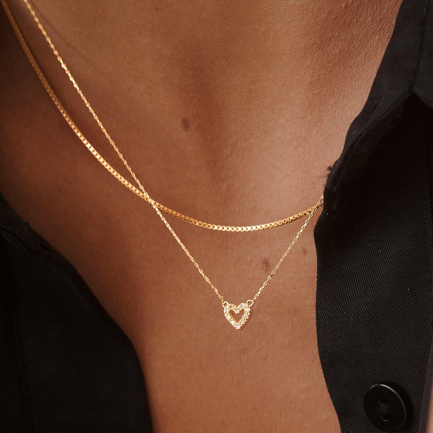 Diamond Mini Open Heart Pendant Necklace