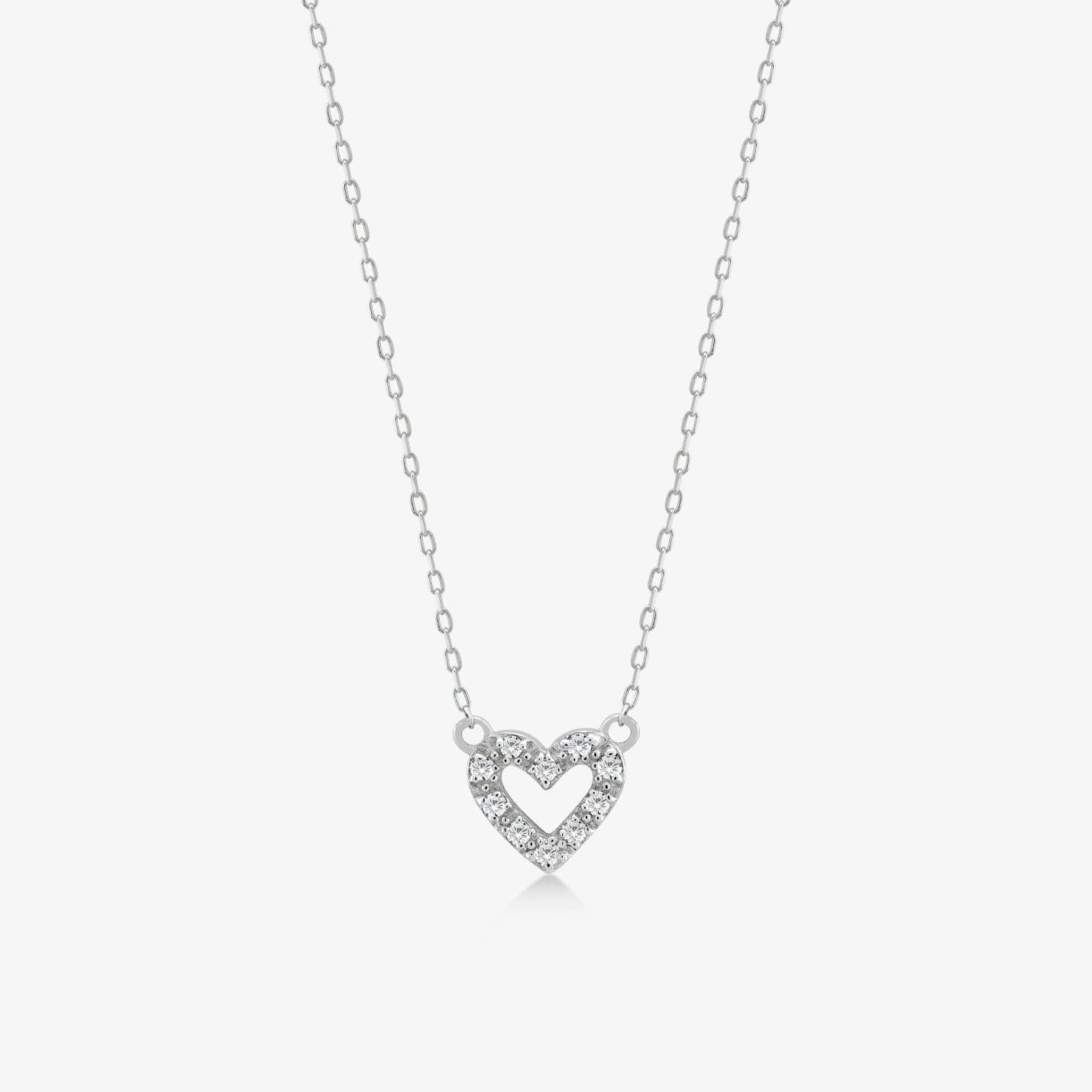 1/20 CT. T.W. Diamond Mini Open Heart Pendant Necklace in 14K Solid Gold