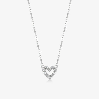 1/20 CT. T.W. Diamond Mini Open Heart Pendant Necklace in 14K Solid Gold