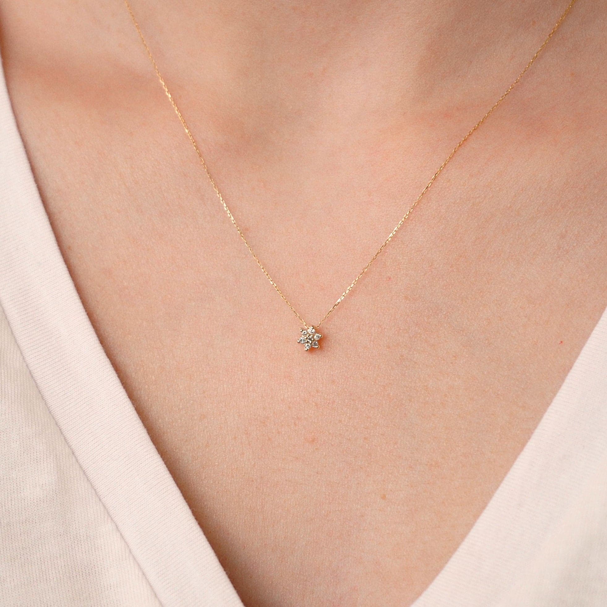 Diamond Flower Pendant Necklace