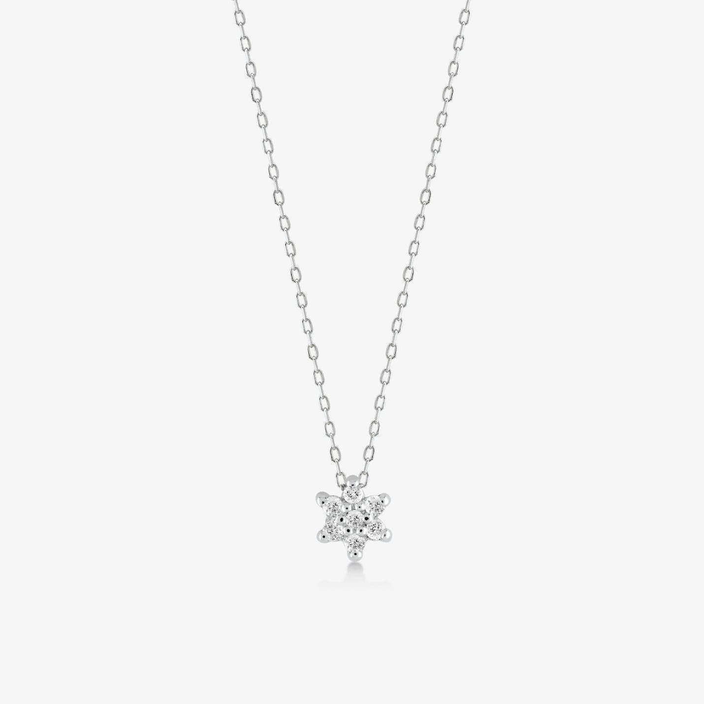 Collier pendentif fleur en diamant de 1/15 CT, en or 14 carats.