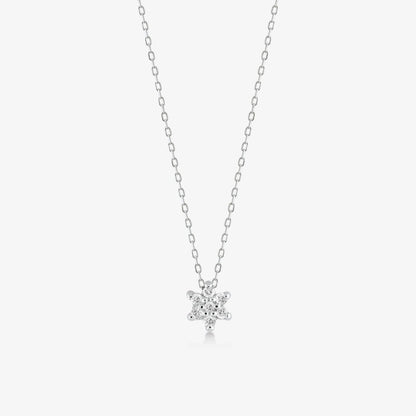 Collier pendentif fleur en diamant de 1/15 CT, en or 14 carats.