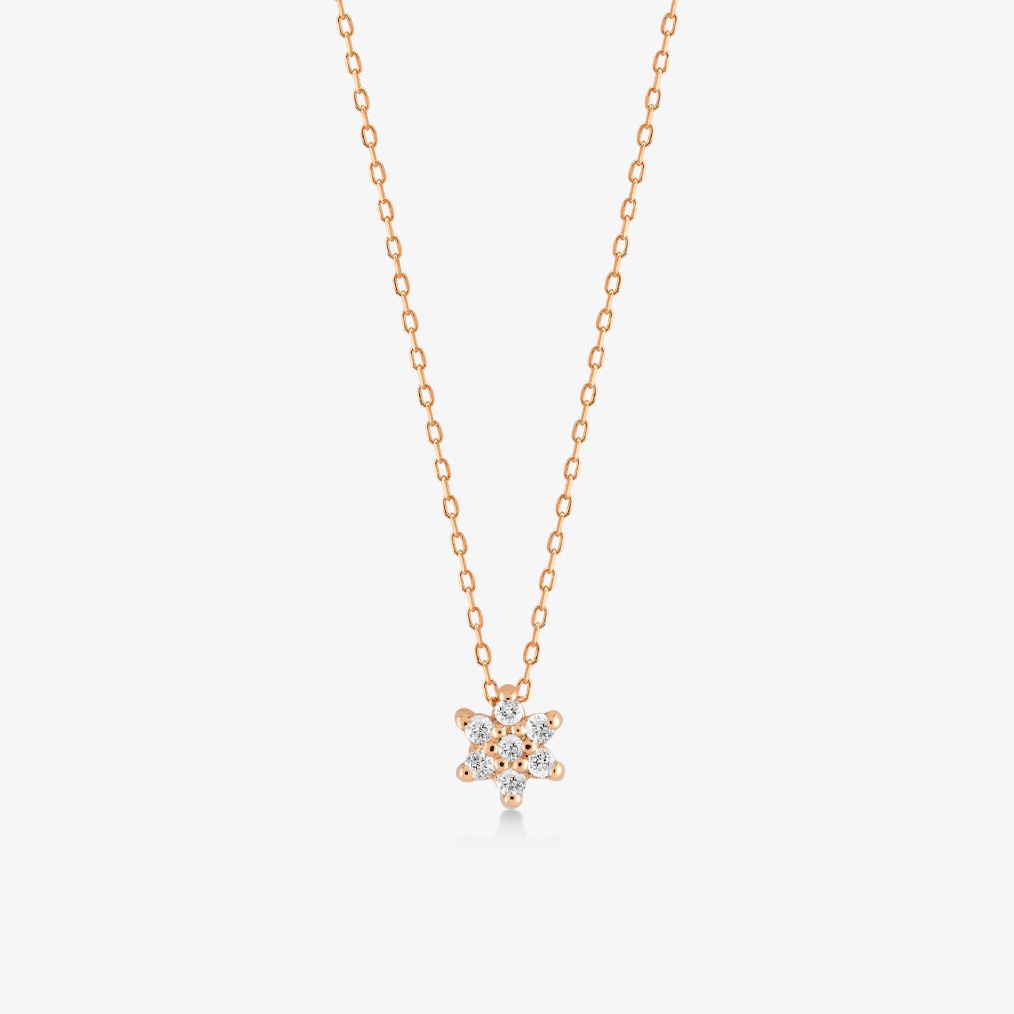 Collier pendentif fleur en diamant de 1/15 CT, en or 14 carats.