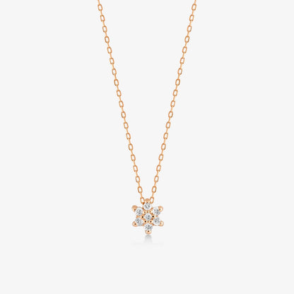 Collier pendentif fleur en diamant de 1/15 CT, en or 14 carats.