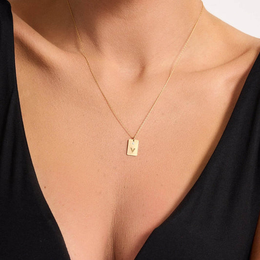 Diamond Custom Tag Necklace in 14K Solid Gold