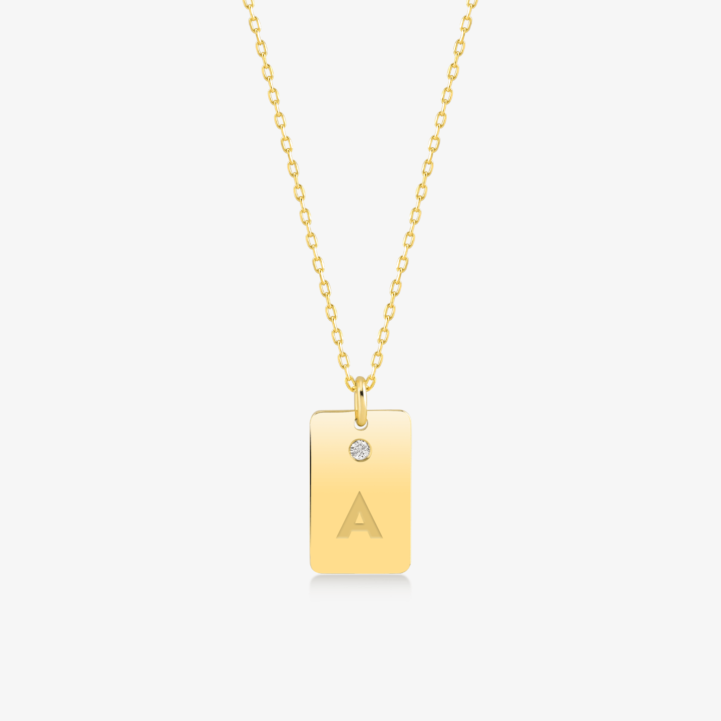 Diamond Custom Tag Necklace in 14K Solid Gold