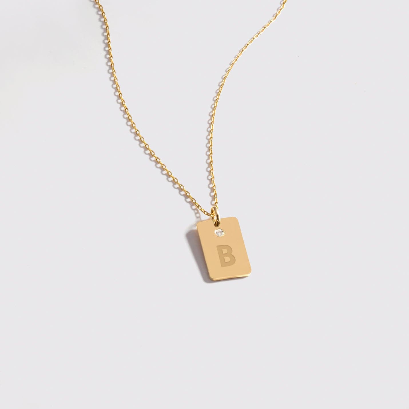 Diamond Custom Tag Necklace in 14K Solid Gold