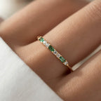 Baguette Birthstone and Diamond Stacking Ring