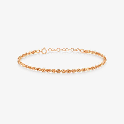 Rope Chain Bracelet in 14K Solid Gold