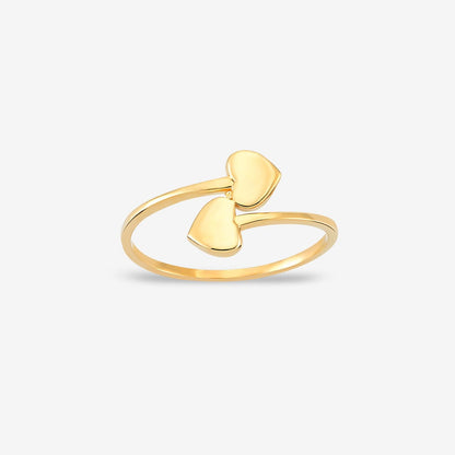 Double Heart Ring in 14K Solid Gold