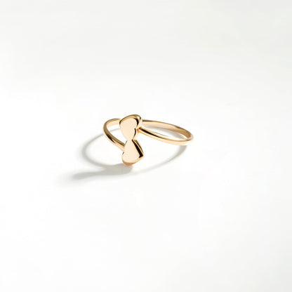 Double Heart Ring in 14K Solid Gold