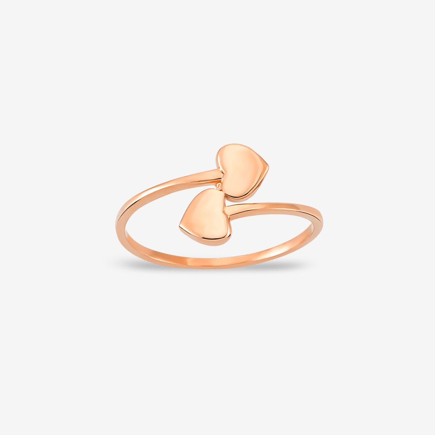 Double Heart Ring in 14K Solid Gold