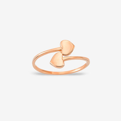 Double Heart Ring in 14K Solid Gold