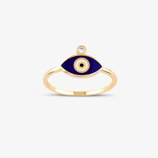 Evil Eye Ring in 14K Solid Gold