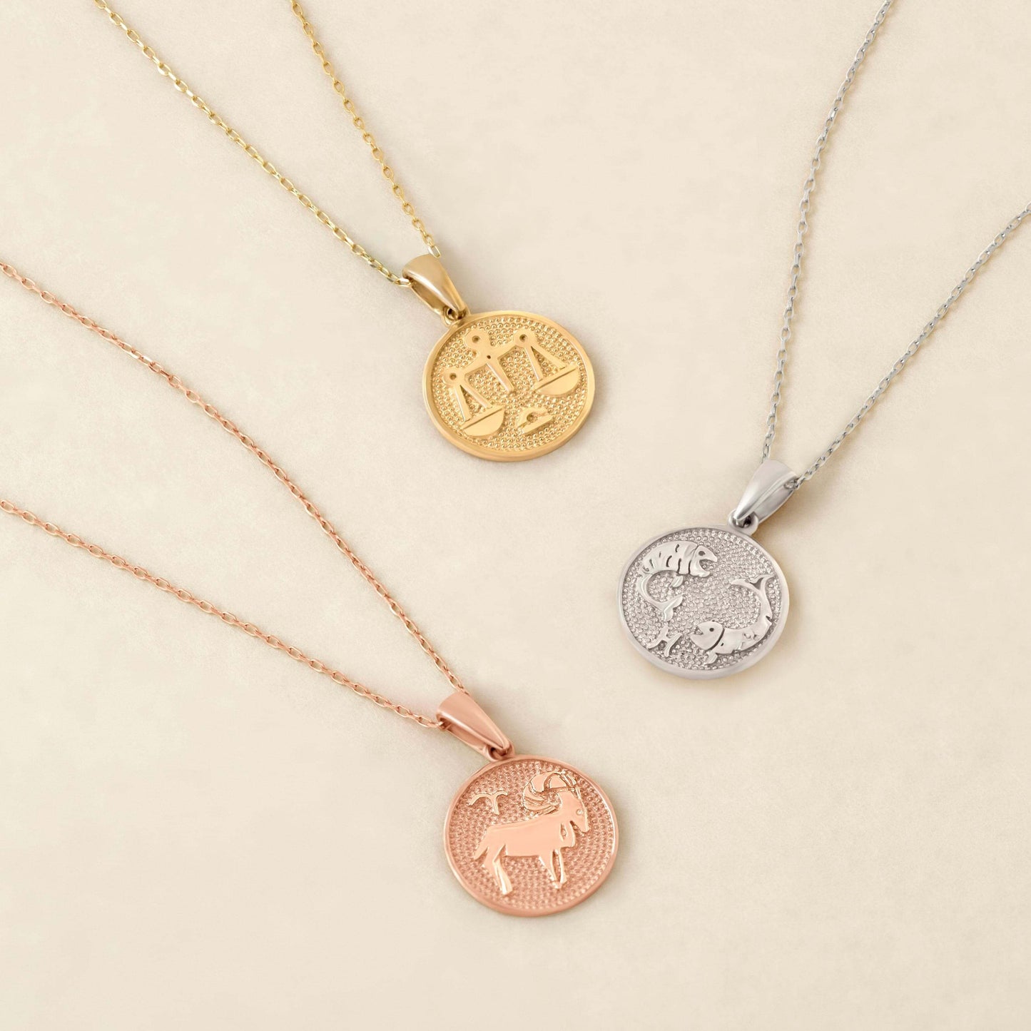 Zodiac Necklaces in 14K Solid Gold