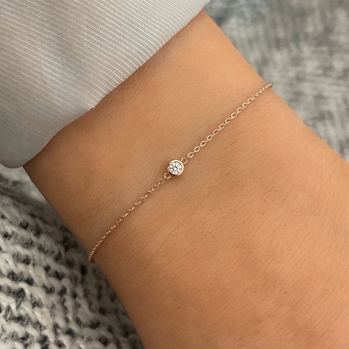 0.10 CT Diamond Bezel Solitaire Bracelet