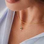Diamond Emerald Halo Necklace