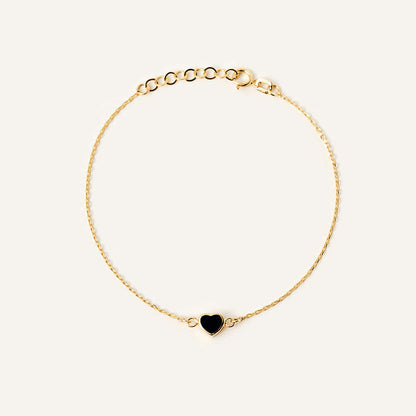 Navy Blue Heart Bracelet in 14K Solid Gold