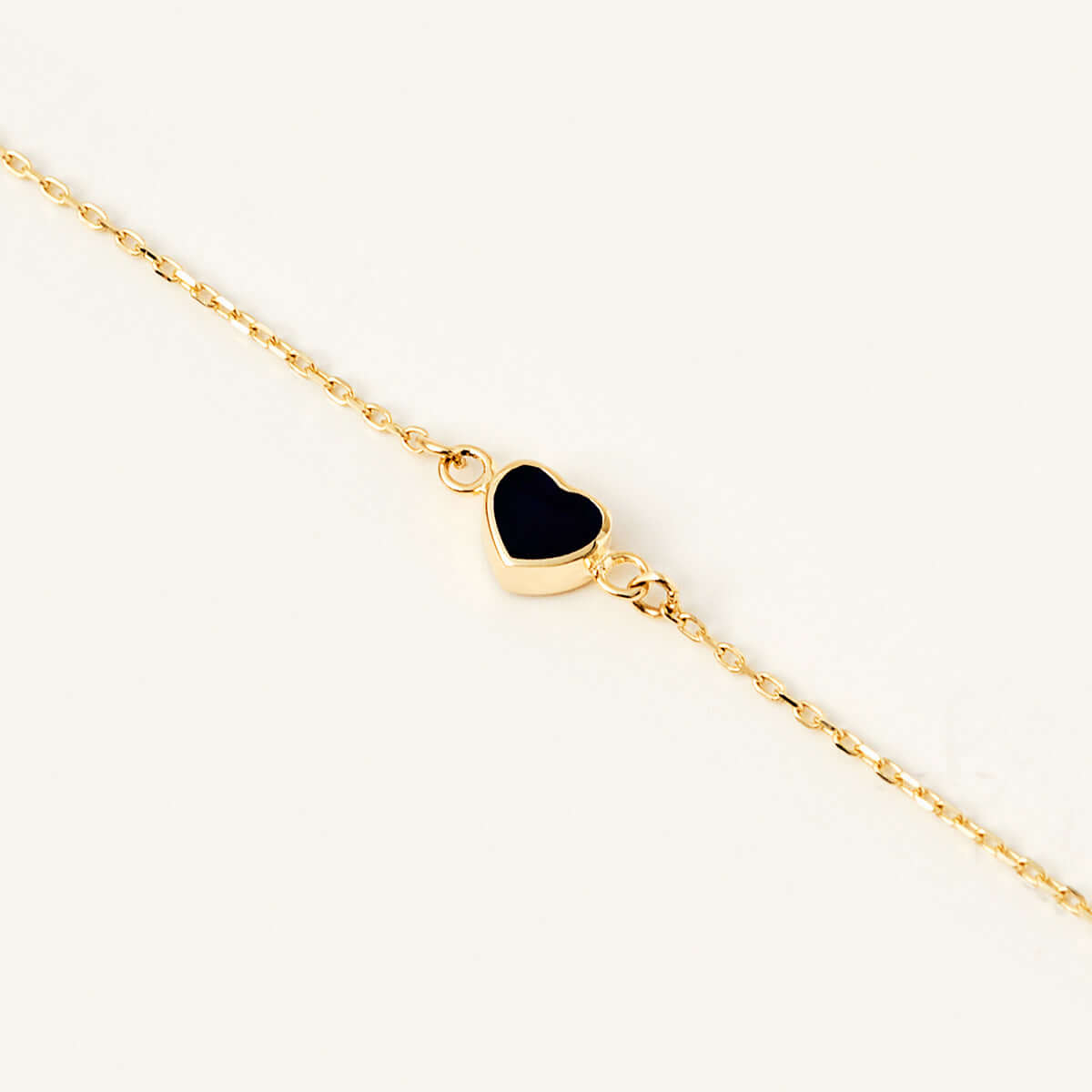 Navy Blue Heart Bracelet in 14K Solid Gold