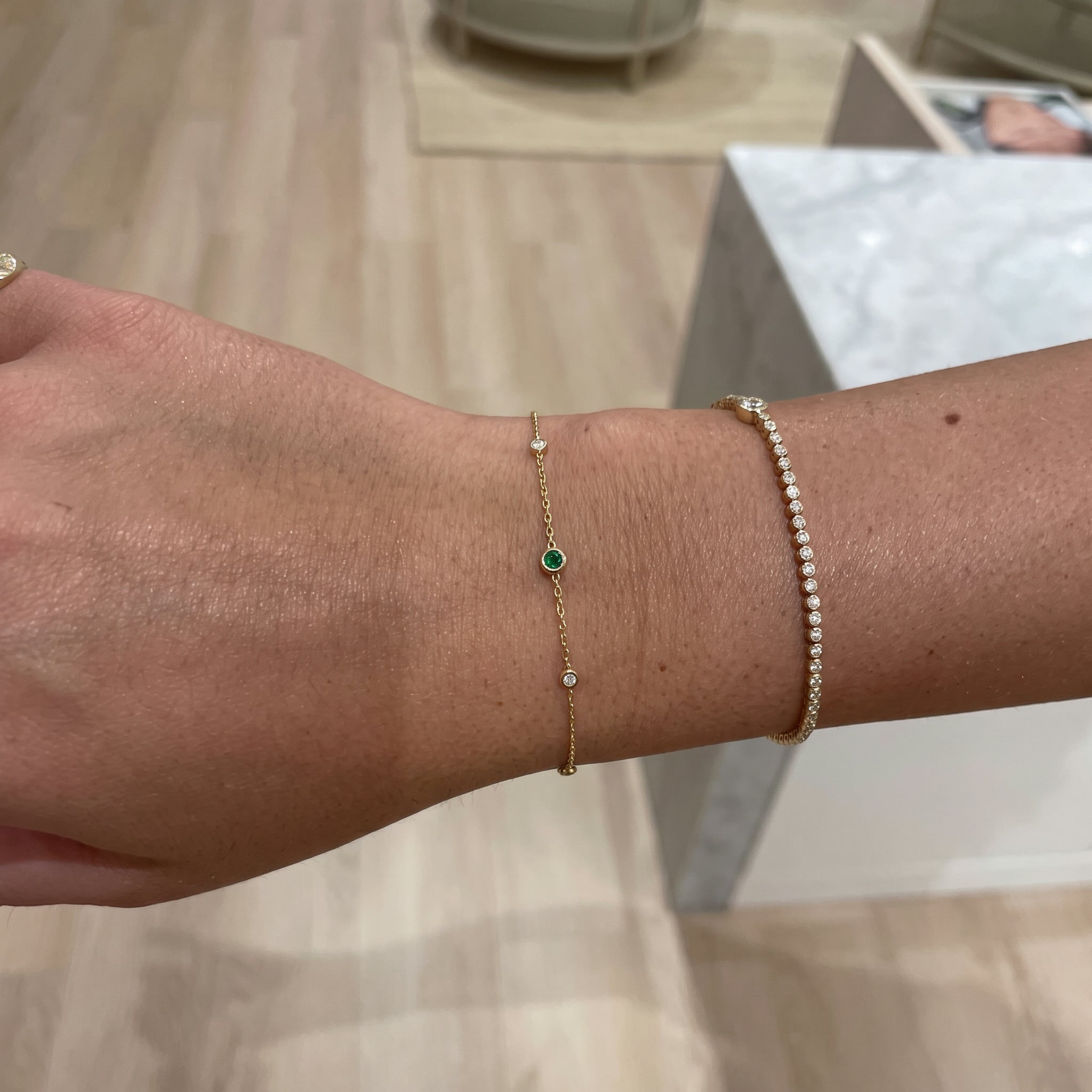 Diamond Station Bracelet with Birthstone