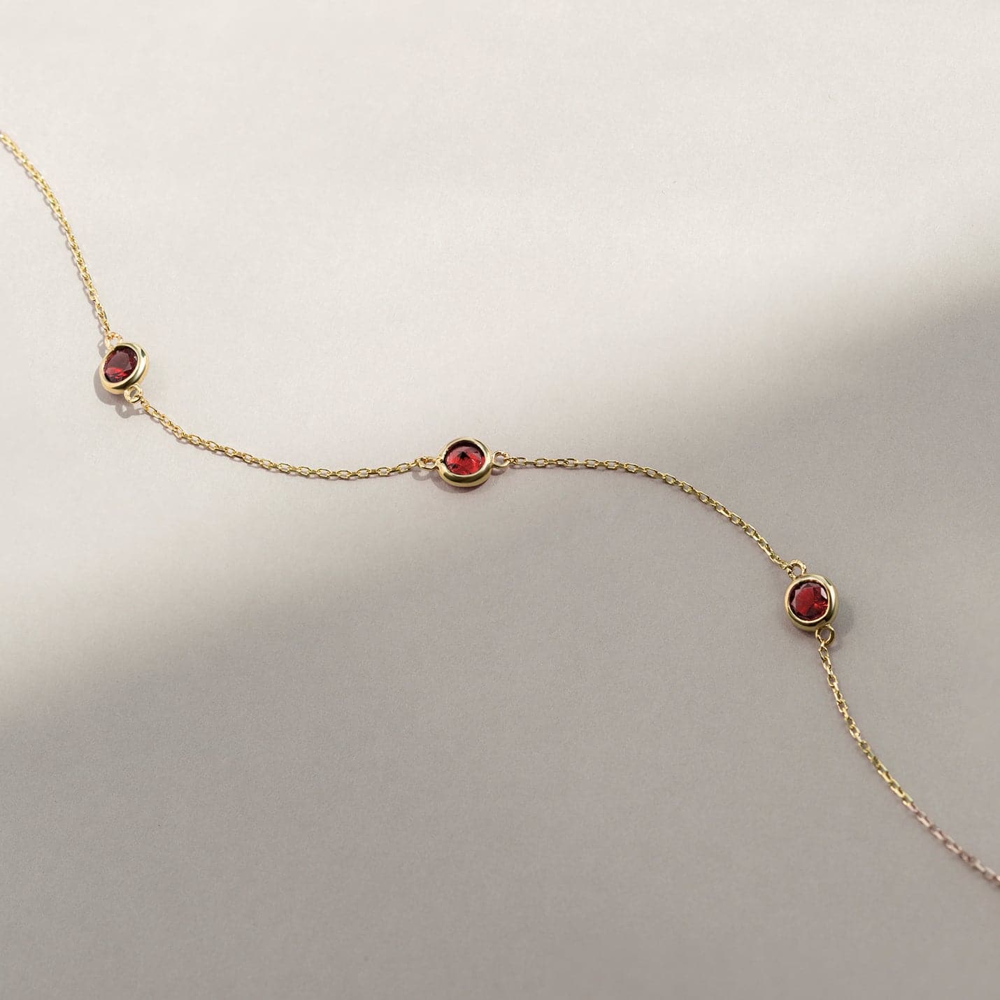 1 CT. T.W. Ruby Station Bracelet in 14K Solid Gold, Adjustable