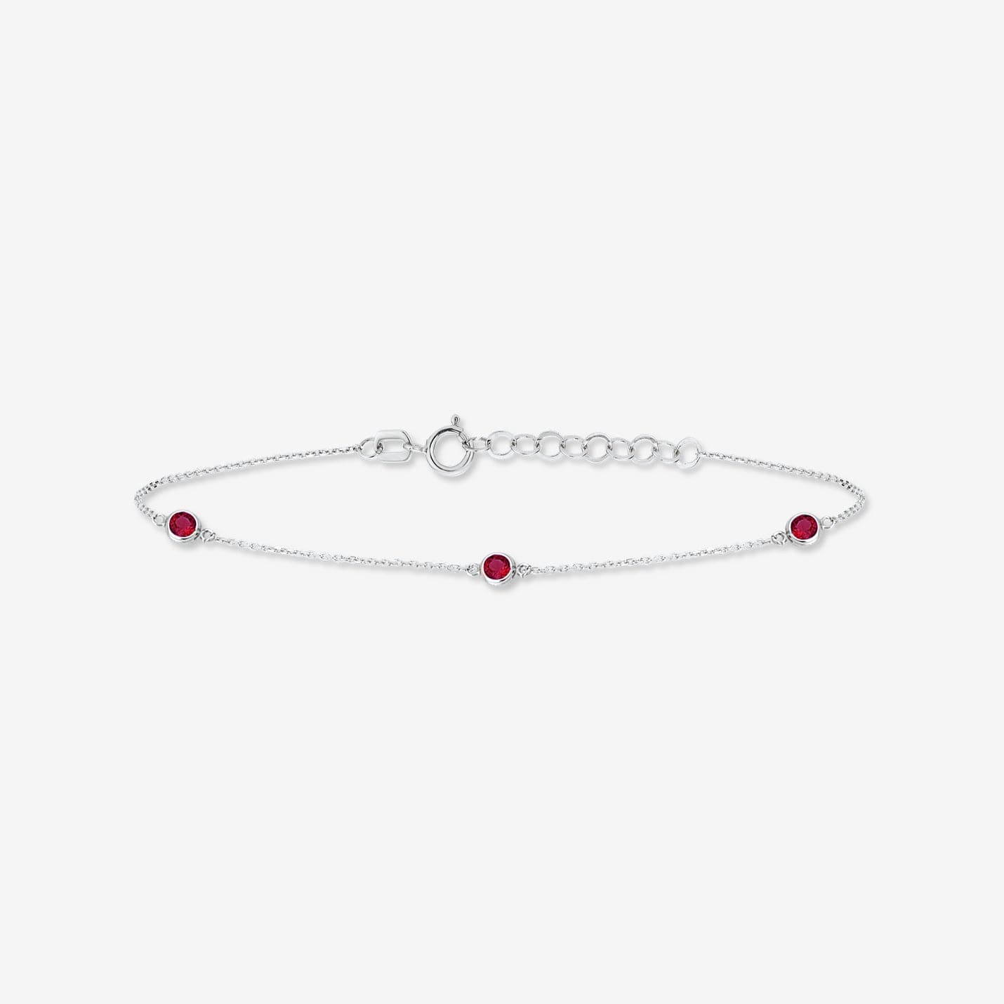 1 CT. T.W. Ruby Station Bracelet in 14K Solid Gold, Adjustable