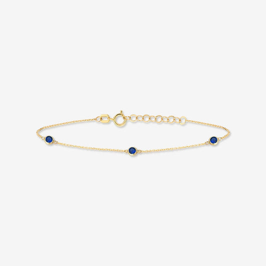 1 CT. T.W. Sapphire Station Bracelet in 14K Solid Gold, Adjustable