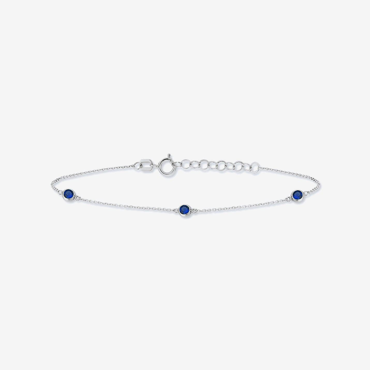 1 CT. T.W. Sapphire Station Bracelet in 14K Solid Gold, Adjustable