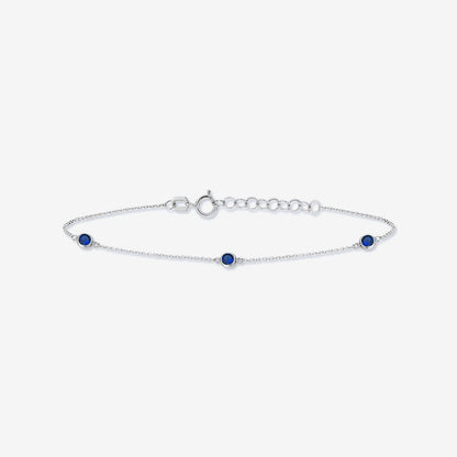 1 CT. T.W. Sapphire Station Bracelet en or 14 carats, réglable