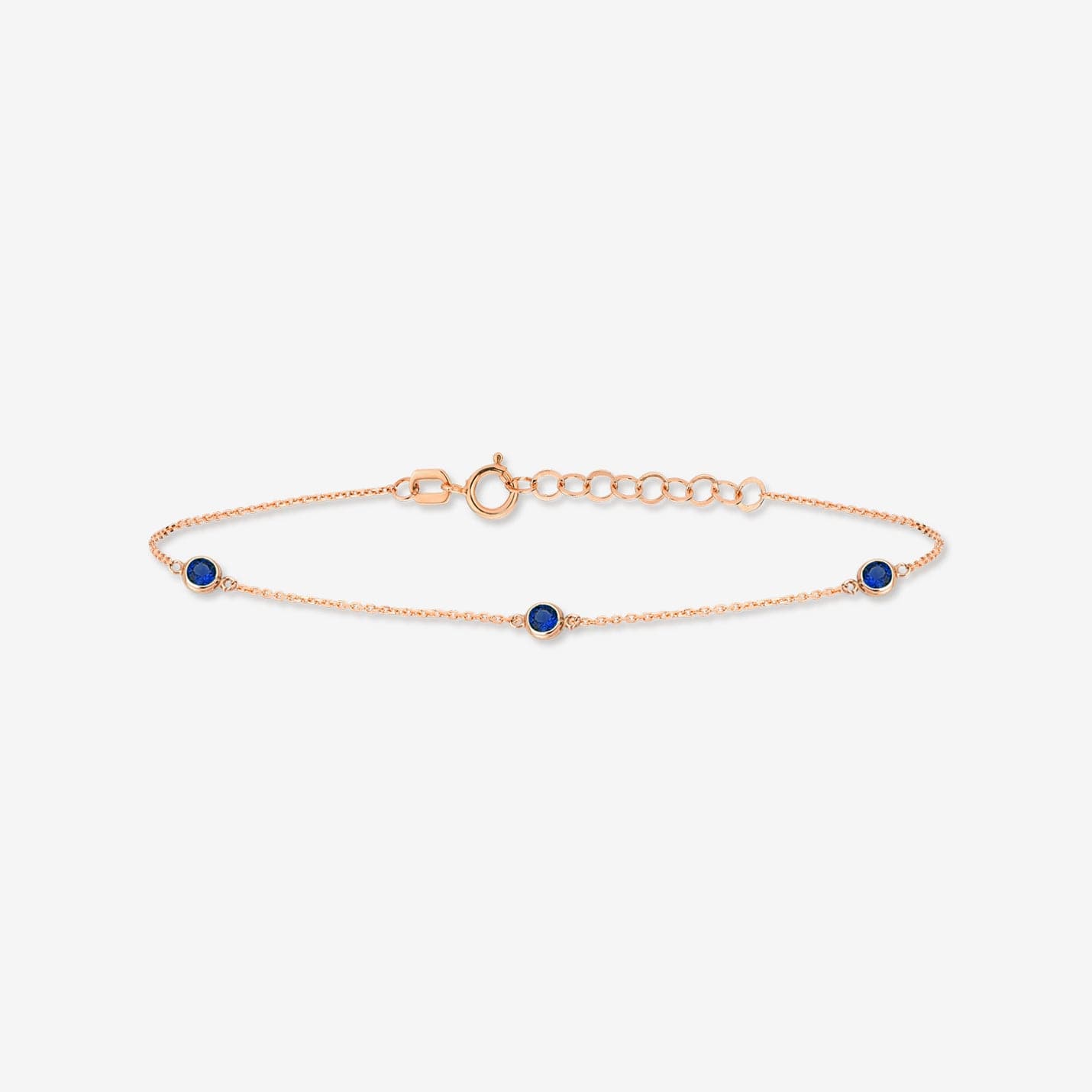 1 CT. T.W. Sapphire Station Bracelet in 14K Solid Gold, Adjustable