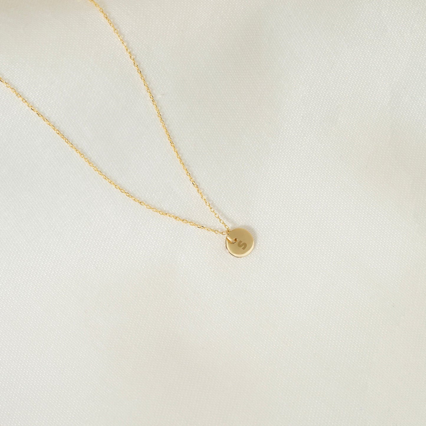 Engravable Coin Necklace in 14K Solid Gold