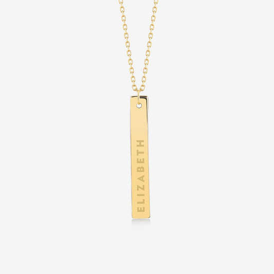 Custom Vertical Bars Name Necklace in 14K Solid Gold