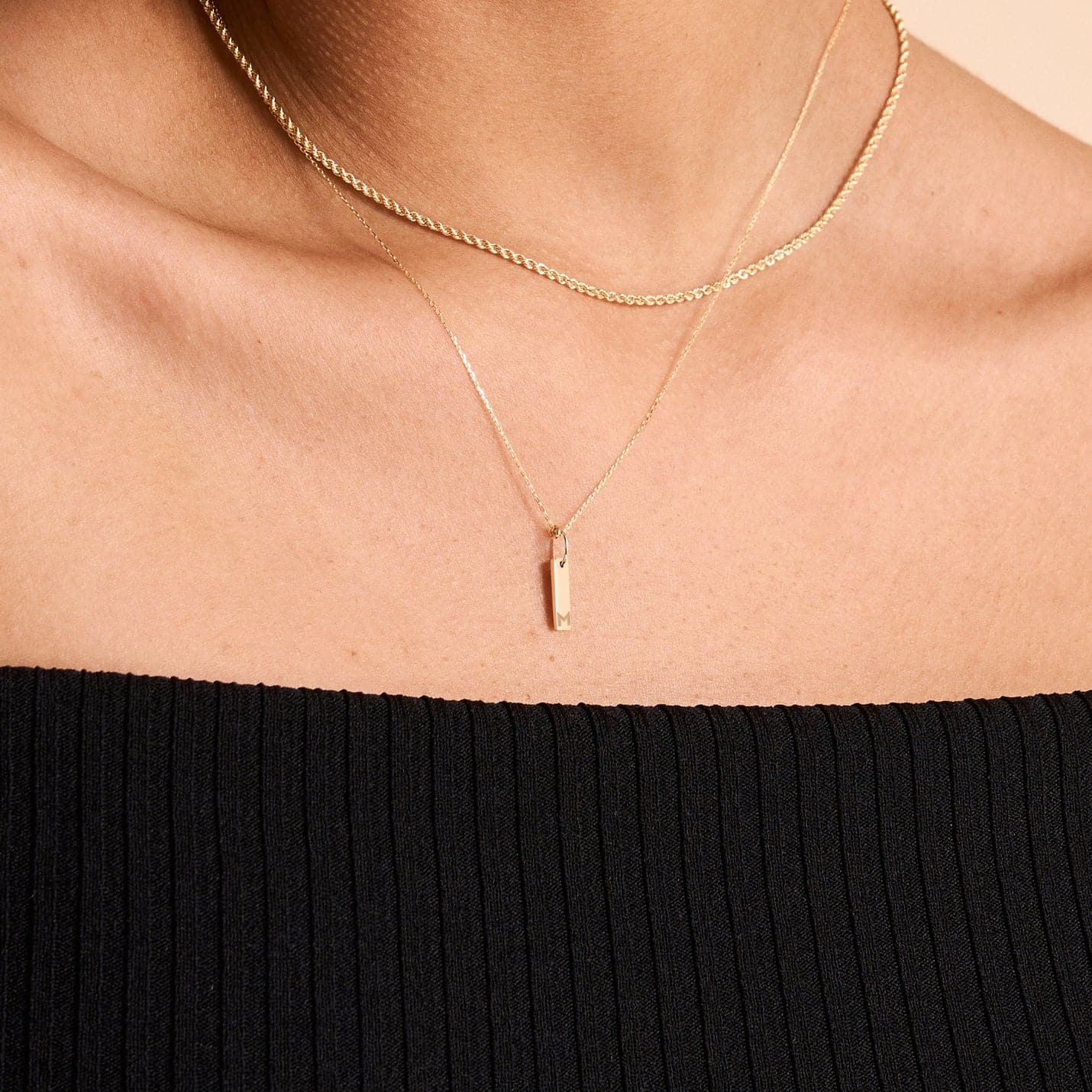 Custom Bar Necklace in 14K Solid Gold