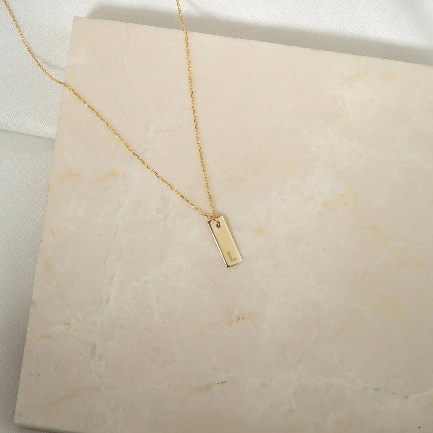 Custom Bar Necklace in 14K Solid Gold