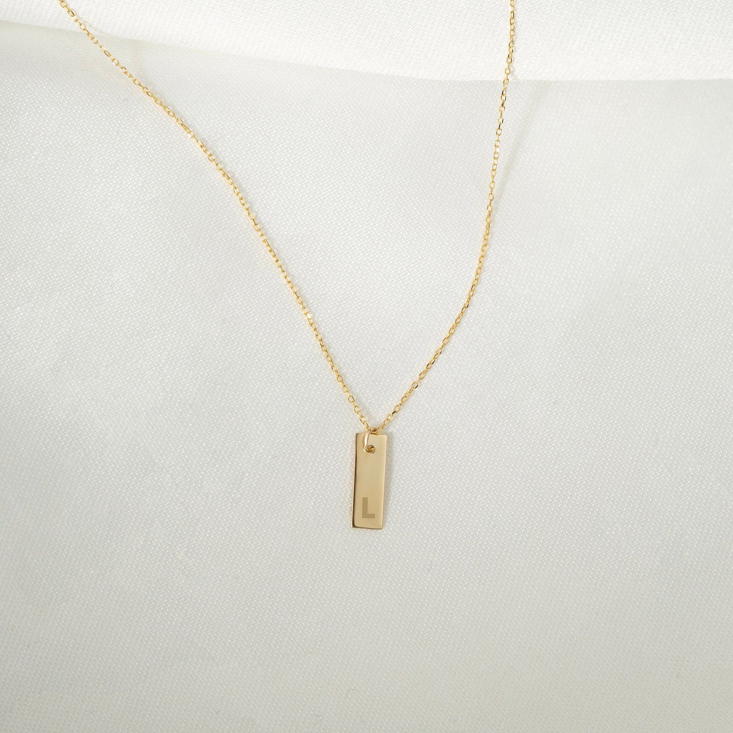 Custom Bar Necklace in 14K Solid Gold