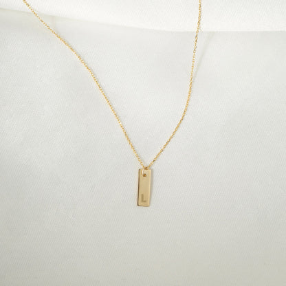 Custom Bar Necklace in 14K Solid Gold