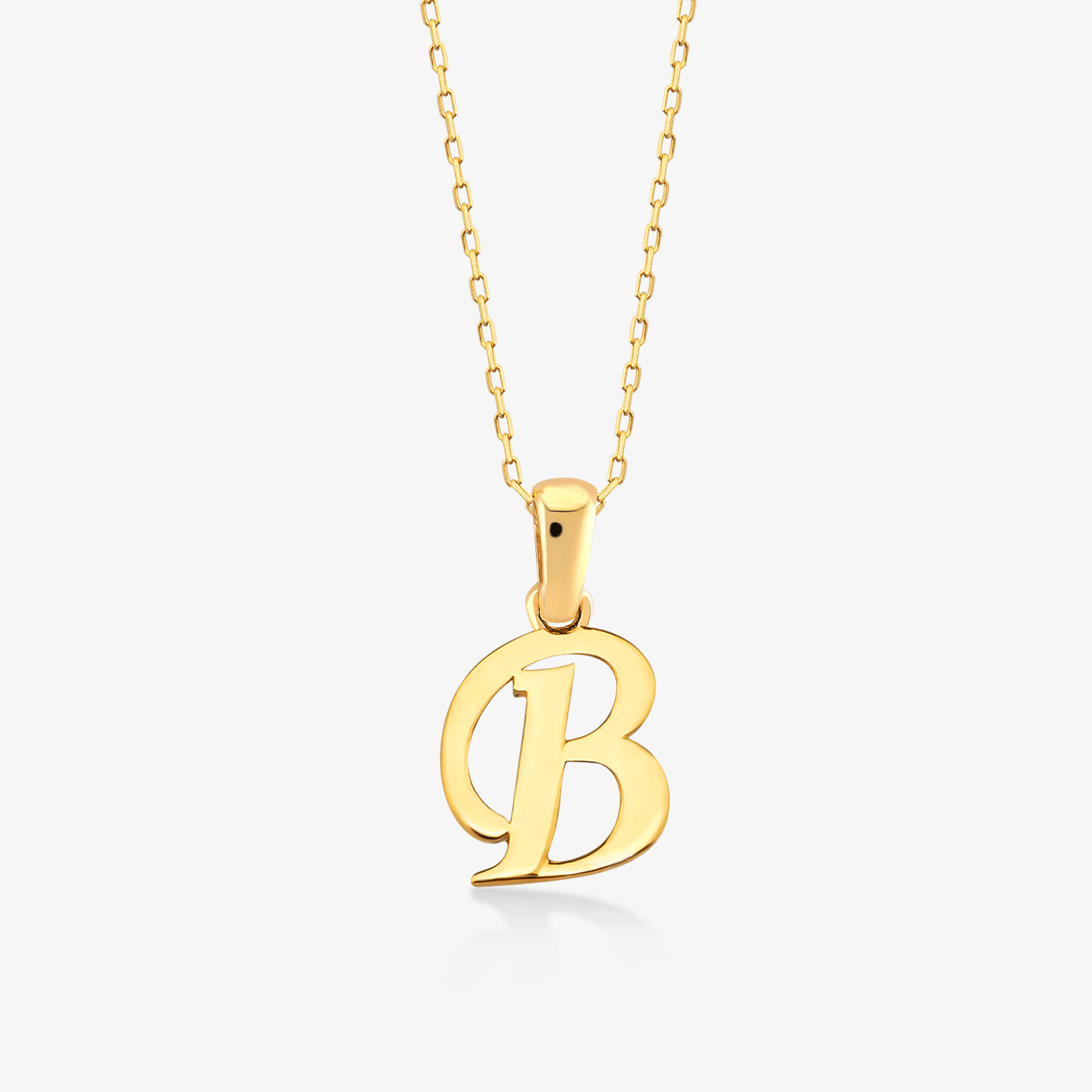 Script Letter Necklaces in 14K Solid Gold