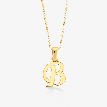 Script Letter Necklaces in 14K Solid Gold