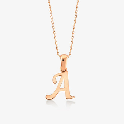 Script Letter Necklaces in 14K Solid Gold