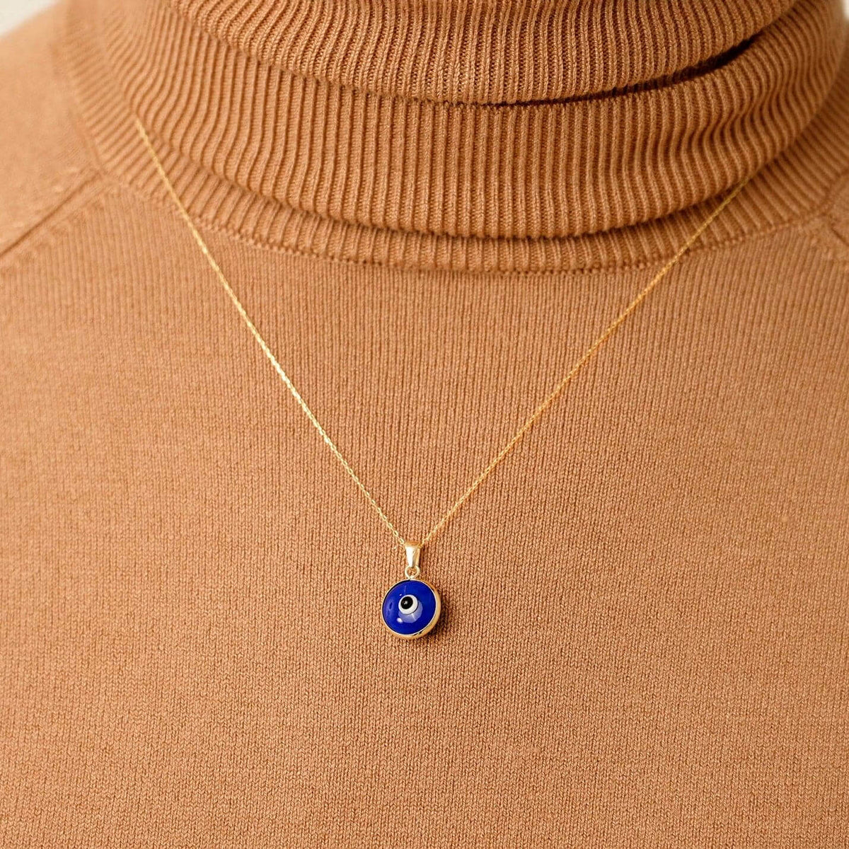 Navy Blue Evil Eye Necklace