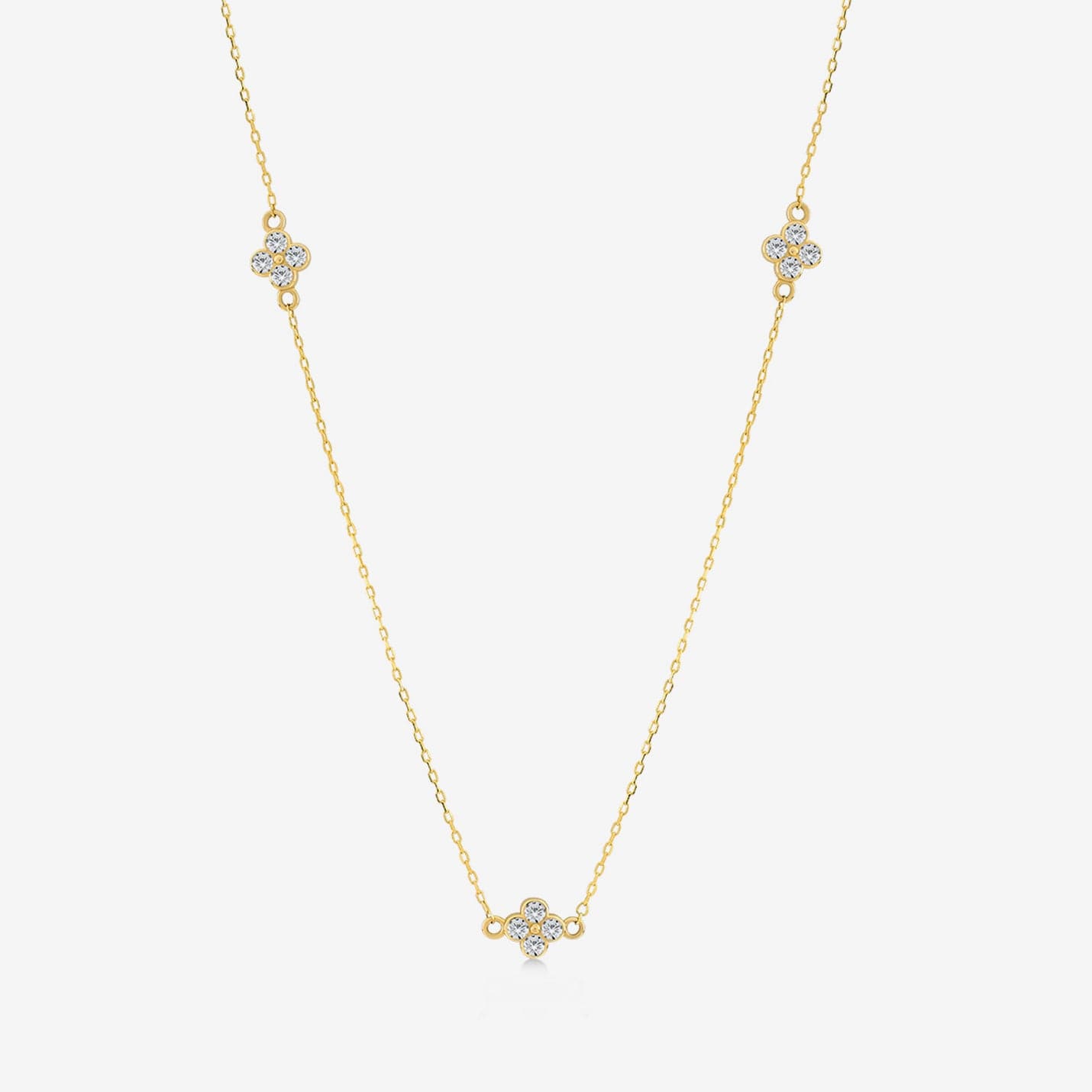 Diamond Flower Station Necklace