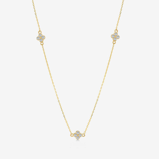Diamond Flower Station Necklace