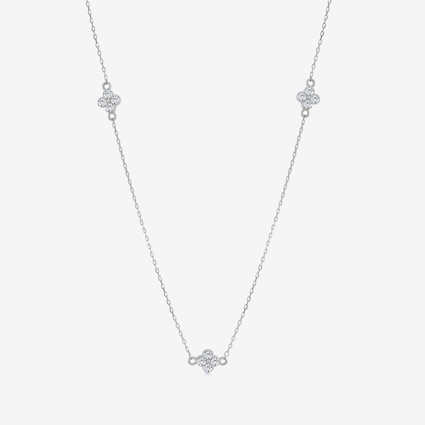 Diamond Flower Station Necklace
