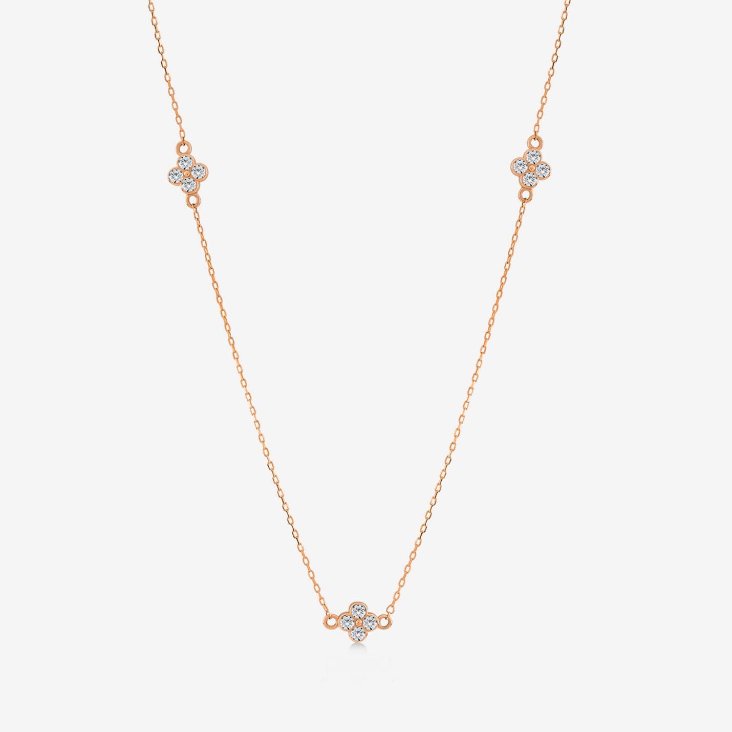 Diamond Flower Station Necklace