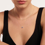 Diamond & Sapphire Open Evil Eye Pendant Necklace