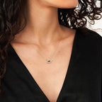 Diamond & Sapphire Open Evil Eye Pendant Necklace