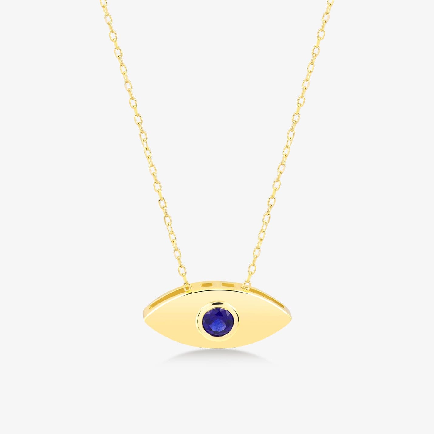 Sapphire Evil Eye Necklace in 14K Solid Gold