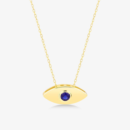 Sapphire Evil Eye Necklace in 14K Solid Gold