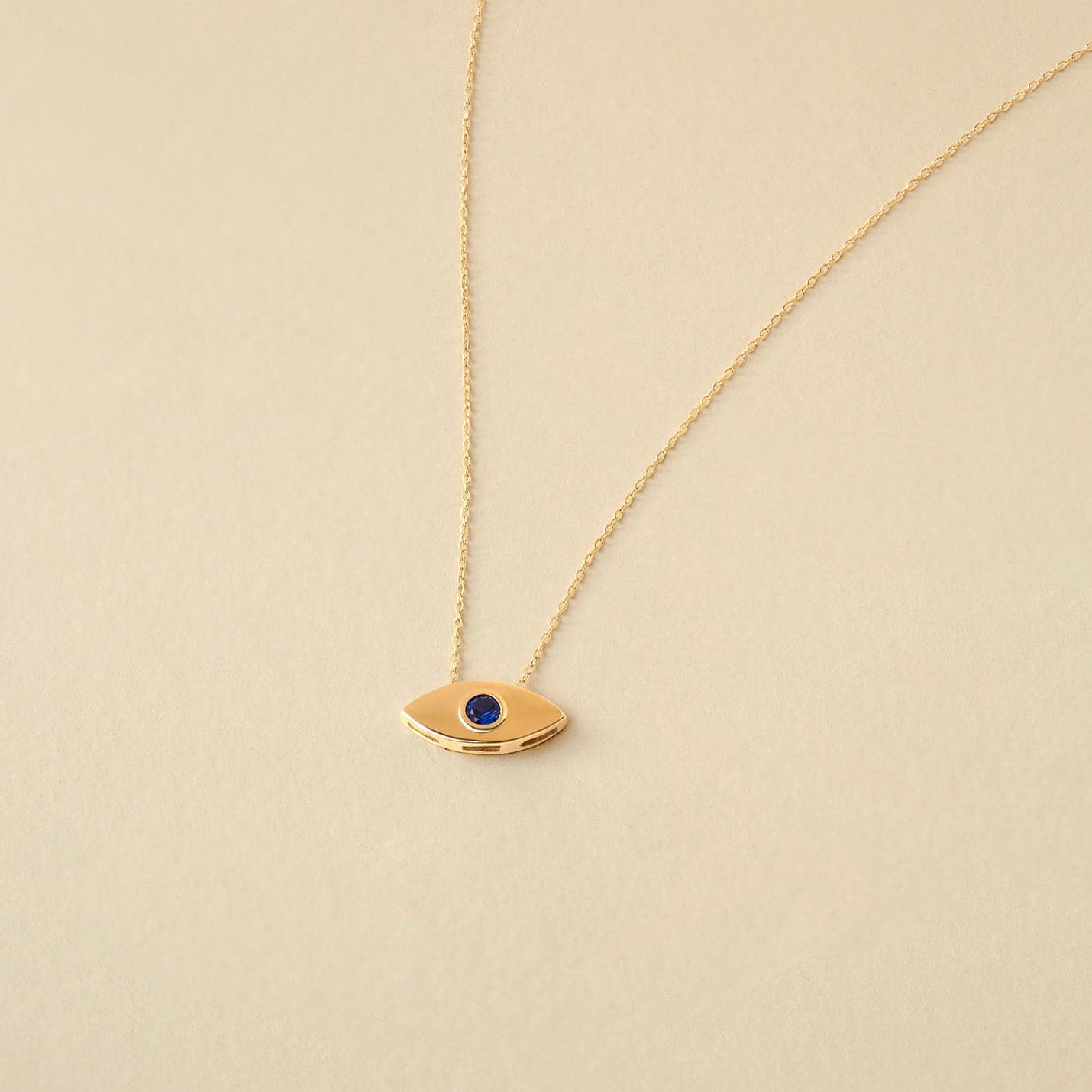 Sapphire Evil Eye Necklace in 14K Solid Gold